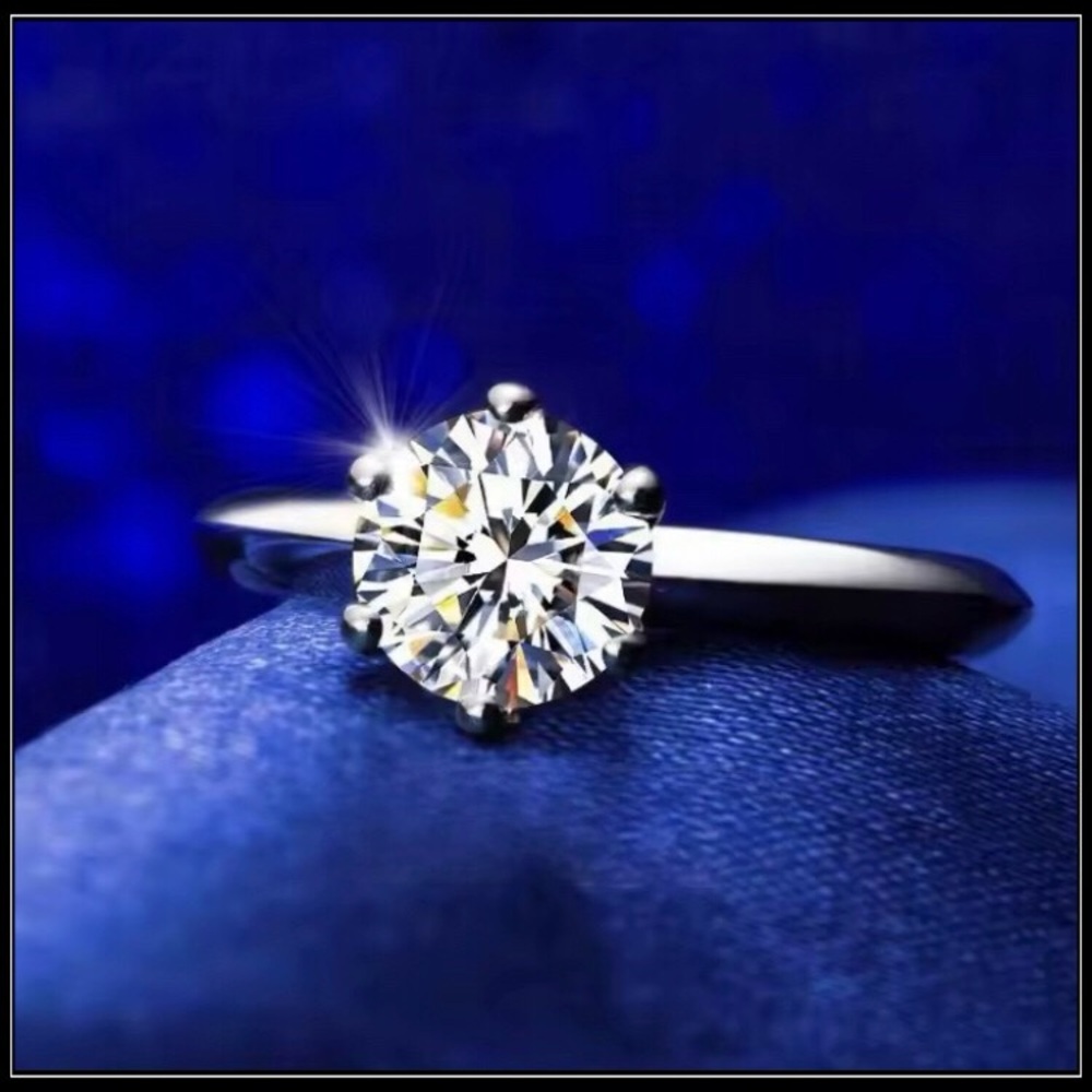 NEW 925 SILVER SIMPLE SIMULATED ROUND SOLITAIRE DIAMOND ENGAGEMENT WEDDING RING